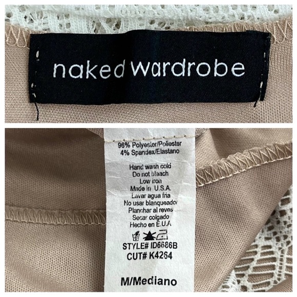 NAKED WARDROBE Crochet Lace Cowl Back Mini Dress Boho 70s Coquette Prairie Bride - Picture 14 of 16